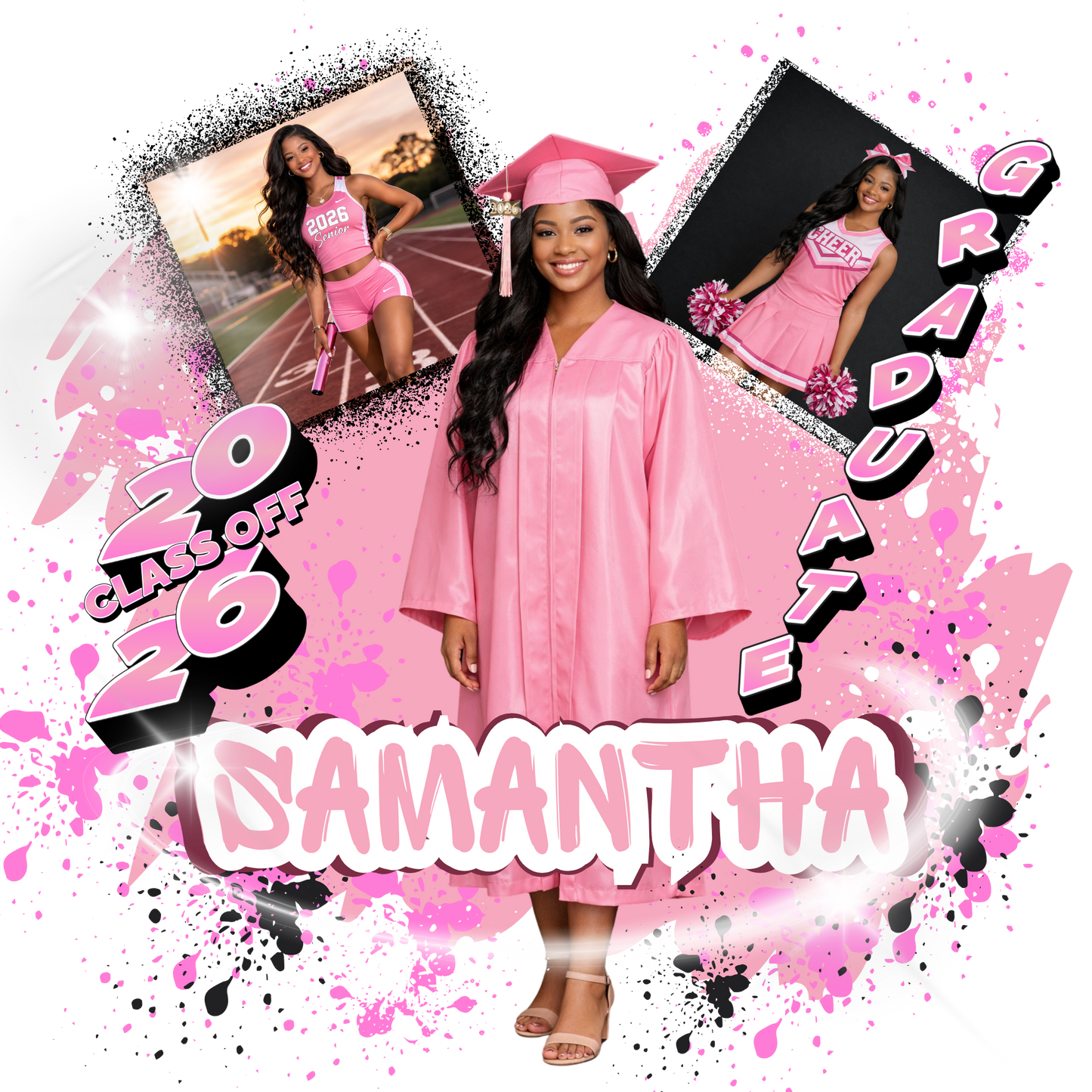 Single Pink Graduation T-shirt Editable